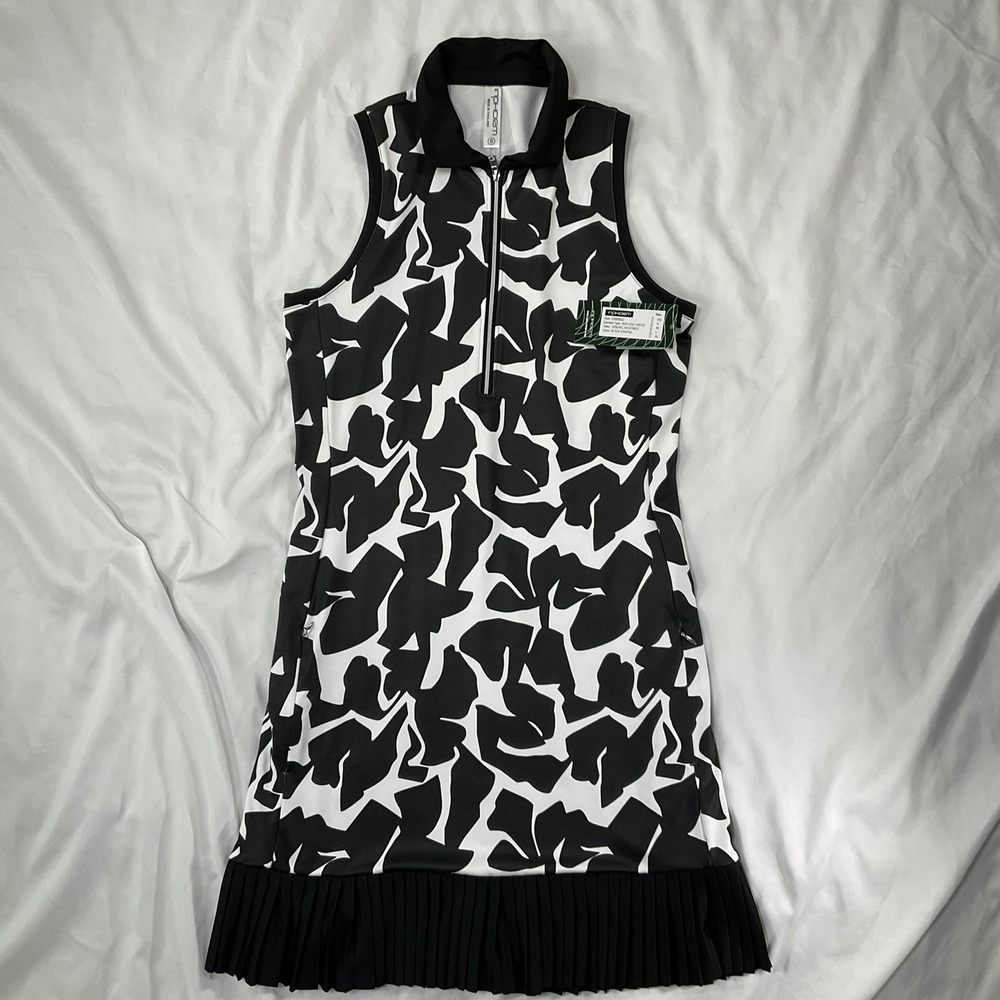 InPhorm Ava Tennis, Golf, Pickleball Dress Black & White Print Athletic Sz S 553